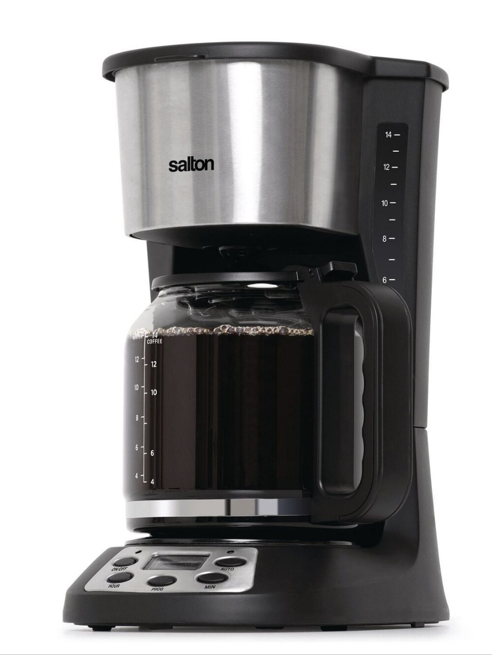 ☕️SALTON JUMBO Silver and Black Programmable Drip 14 Cup Coffee Maker